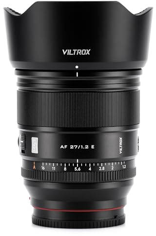VILTROX 27 mm F1.2 E Objektiv, 27 mm 1.2 APS-C Objektiv für Sony E-Mount, e-Mount Objektive für Sony a7iii a7iv a7c a9iii a1 ii a7rv ze-e10 ii a7cr a7cii a6600 zv-e10 fx3 fx30 a6 700 Stück