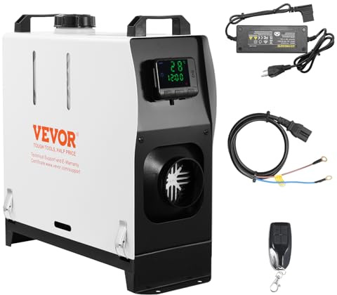 VEVOR Chauffage Diesel Tout-en-Un 5-8 KW, Réchauffeur d'air Diesel avec Télécommande Écran LCD, Chauffage Rapide, Faible Consommation de Carburant, Portable pour Camion Caravane Camping-Car Intérieur