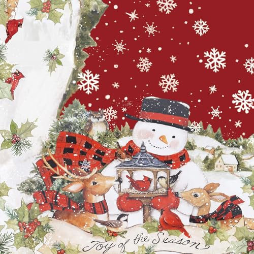Romanstile Christmas Tablecloth, Table Cloth, 80 x 80 cm, Washable, Square, Red, Snowman, Water-Repellent Tablecloth Decoration for New Year's Eve, New Year, Christmas, Christmas Decoration, Winter,