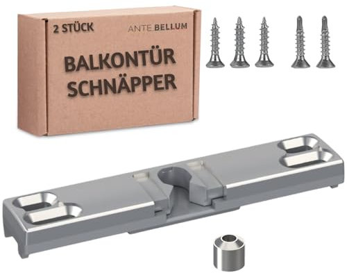 Loqueteau de porte de balcon, fermeture invisible pour porte de balcon, système de porte de balcon avec ressort de sécurité et vis en kit x2 Ante Bellum