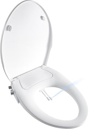 ANNWA Bidet Seat for Elongated Toilet Seat Non-Electric Soft Close with Quick Release Hinges for Easy Clean Dual Nozzle Front and Rear Wash(PG303A)
