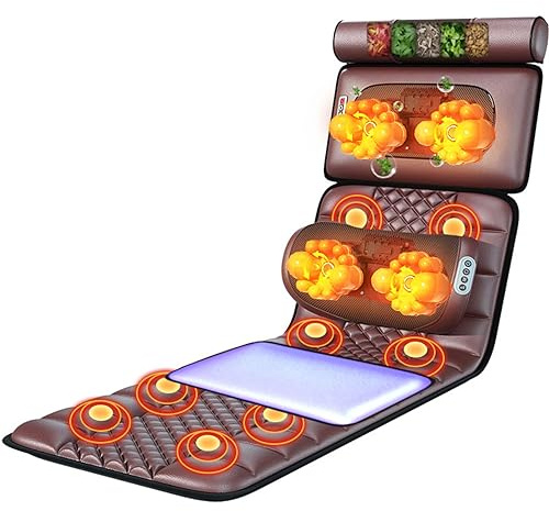 Massage Mat with 20 Neck Shiatsu Kneading Massage Heads,9 Modes 9 Levels,Heated Mattress Pad Full Body Massager Cushion Back Neck and Shoulder Massager
