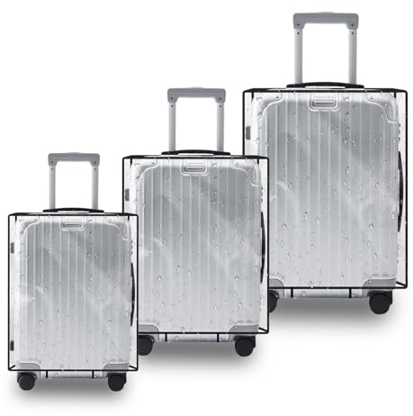 Bagagefodral, bagageskydd, elastiskt skyddsfodral för resväska, bagageskydd tvättbar, bagageskydd resväska, bagageskydd för bagage, 50 cm + 60 cm + 60 cm, transparent, 20x24x28 Zoll, 30 Zoll, 29-32