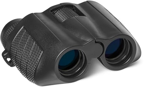 Amazon Basics 7x25-Kompaktfernglas für Erwachsene, FMC-Optik, BAK-4-Prisma, Brillenträgerfreundlich, Leichtes Tragbares Design, Schwarz, 1er-Pack, für Vogelbeobachtung, Wandern