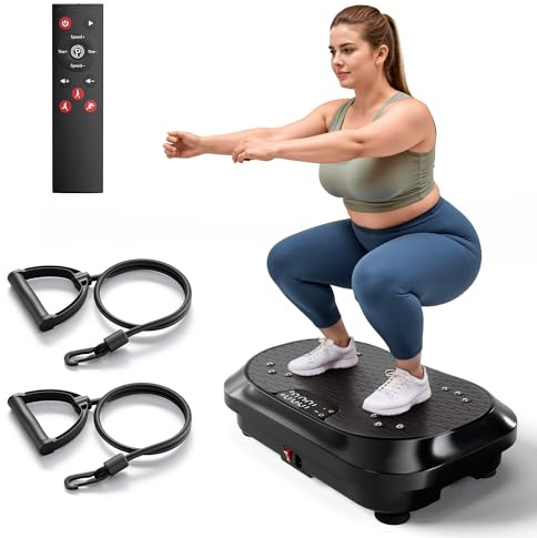 Potente macchina per esercizi con piastra vibrante con altoparlanti bluetooth - intensità di massaggio a 120 livelli per fitness a casa, drenaggio linfatico e modellamento del corpo