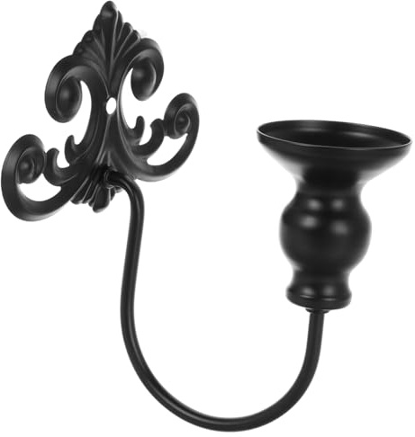 Applique Portacandela da Muro in Ferro Nero, Stile Classico
