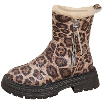 Generisch 2026 Botas de invierno cálidas con forro polar para exterior, clima frío, botines térmicos para mujer, suela de tracción cómoda, calzado acolchado, marrón, 40 EU
