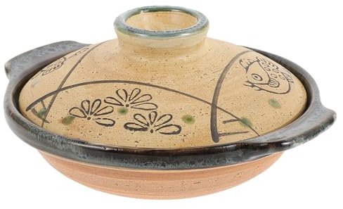 ARTSEWPLY Casseruola in Ceramica da 18 CM Coperchio Pentola per Stufati e Brodo Pentola da Cucina per Uso Domestico e Piani Cottura per Riso Brasato e Piatti Giapponesi