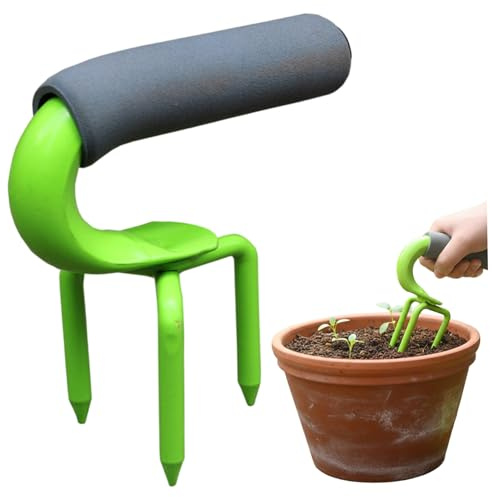 Attrezzo aeratore per prato, motozappa manuale Coltivatore ad artiglio da giardino in acciaio con manico Attrezzo aeratore per prato per aiuole da giardino Coltivazione in vaso Vaso per piante Verde