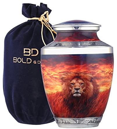 BOLD & DIVINE Urne funéraire Marron à Texture marbre | Urne funéraire pour Cendres humaines pour Adulte | 500 cm³ pour Adulte avec Sac en Velours