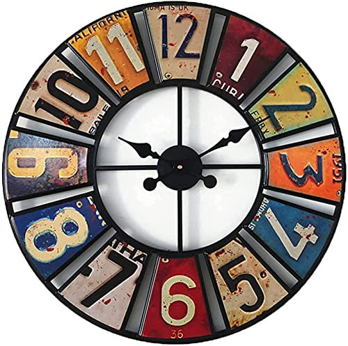 SBTXHJWCGLD Horloge Murale de Jardin extérieur, 60cm Autocollant Rond Horloge de Jardin Visage Ouvert Horloge extérieure étanche en métal Décoration extérieure intérieure Horloge Murale à Quar