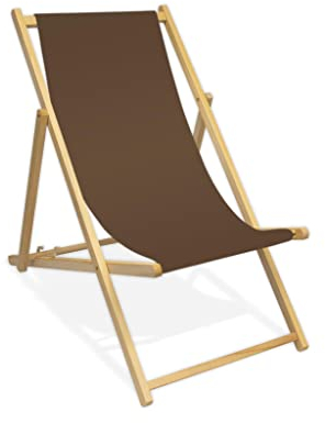 MultiBrands Liegestuhl, Holz, ohne Armlehne, klappbar (Cappuccino)