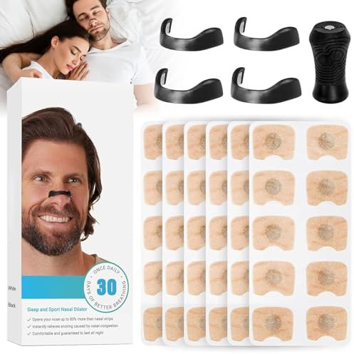 30 Stück Breathing Nasal Strip,Breathing Magnet,Magnetischer Nasenstreifen,Anti Schnarch Nose Strips Magnetischer,Nasenpflaster Besser Schlafen und Atmen Haftnotizen
