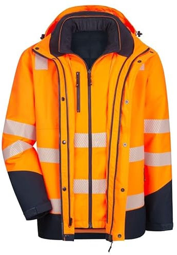 Nitras Warnschutz Winterjacke 6-in-1 MOTION TEX VIZ PLUS, orange/marine, Größe 4XL