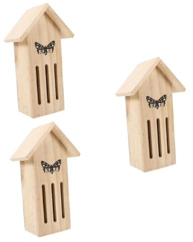 Sosoport 3stücke Holz Schmetterlingshaus Futterstation Für Garten Wetterfestes Insektenhotel Als Natürlicher Lebensraum Für Schmetterlinge Attraktive Dekoration Mit Lebendigen Farben