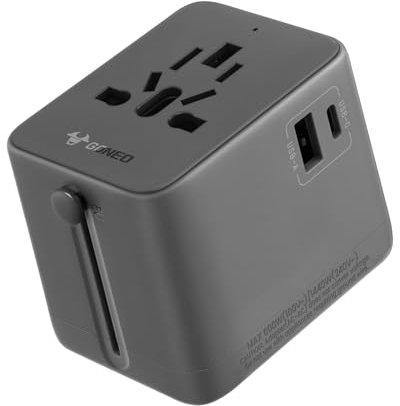 GONEO Reisestecker Adapter Weltweit mit USB A & USB C, für USA UK (typ G) China Thailand Japan Ireland u.a., Adapter England Deutschland Stecker mit Automatischem Überlastschutz, Travel Essentials