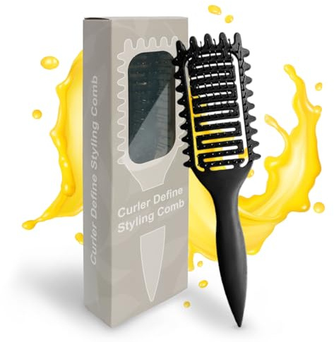 Qufiiry Cepillo para el pelo rizado, sin tirones, cepillo para definir el rizo, cepillo de peinado rizado, modelado y definir rizos para mujeres y hombres (negro)