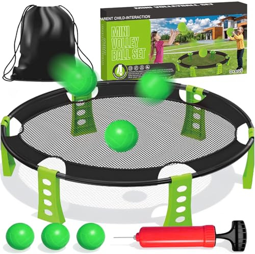 Jusimi Spike Ball Game Set 87cm – Outdoor Roundnet Game Kit with Net, 2 Balls, Pump and Carry Bag – Portable Garden, Beach, Camping and Park Ball Game for Adults and Kids