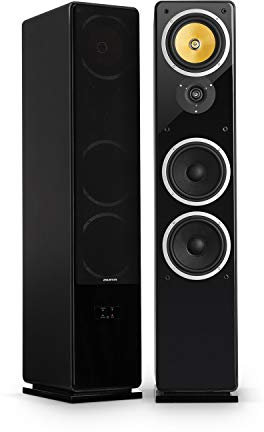 AUNA Line 700 A - Set d’Enceintes sur Pied, Enceintes colonnes, Bluetooth, Entrées numériques Optique et coaxiale, Sortie AUX et Subwoofer, Actif, 2x120W RMS, Noir