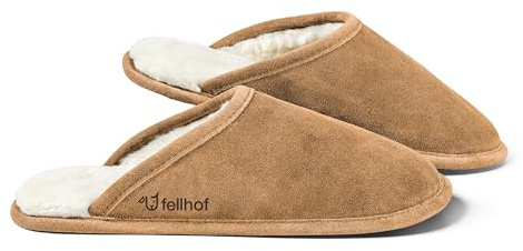 Fellhof Lammfell Hausschuh TRENDY Damen Herren Fell Pantoffeln für Winter & Sommer Hausschuhe aus ECHTEM Lammfell Naturprodukt atmungsaktiv (36/37 Light Brown)
