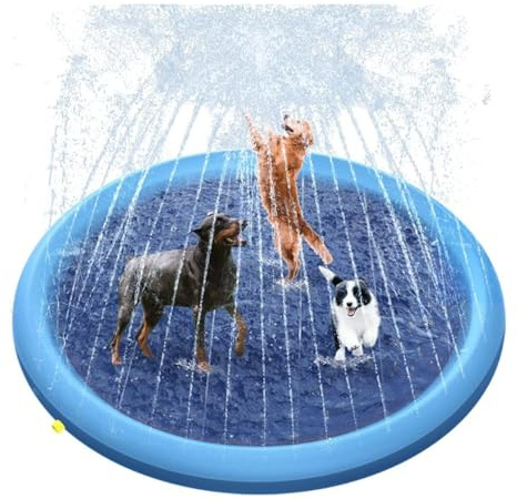 Foldable splash pad for dog pool, outdoor sprinkling play mat for dog pet, portable inflatable water toy, non-slip summer wading pool garden party 150CM