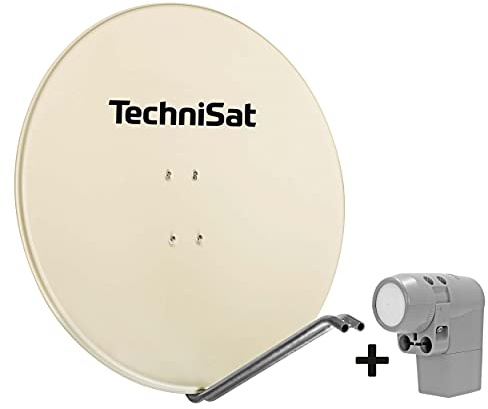 TechniSat SATMAN 850 PLUS - Satellite Dish for 4 Participants (85 cm Satellite Complete System, Dish with Mast Mounting and UNYSAT Universal Quattro Switch LNB in Weatherproof Housing) Beige