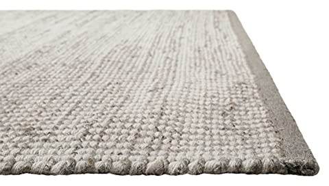 Wecon Home Teppich, Läufer, Kurzflor, nachhaltig, Natur, modern aus Jute und Wolle, bestens geeignet für Wohnzimmer, Flur » Toulouse « (80 x 150 cm, grau)