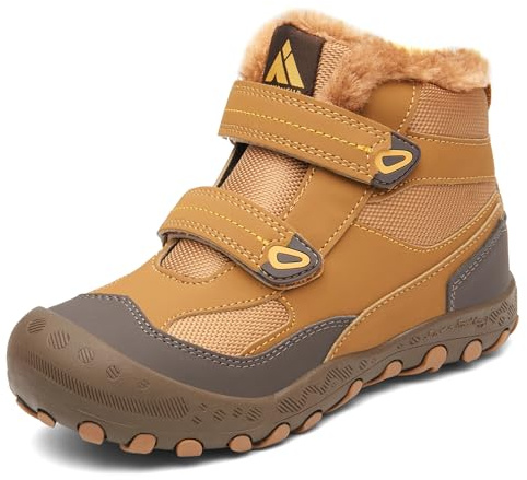 Mishansha Zapatos Invierno Niño Cálidos Botas Nieve Niña Zapatillas de Senderismo Antideslizante Marrón 28 EU