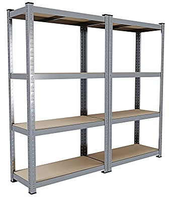 Arreditaly 2 Scaffali In Metallo E MDF Scaffale Ad Alta Portata Fino a 700 kg Con 4 Ripiani Regolabili Ideale Per Garage Officina Cantina Capannone Magazzino Design Modulare 160 x 80 x 40 cm (2)