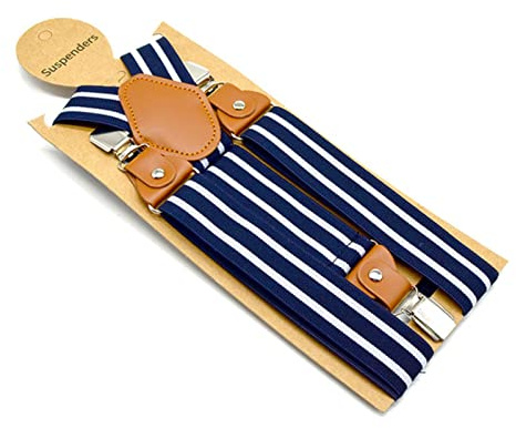 COOKOE Cintura Vestito A Righe Marina Uomini Donne Bretella Adulto Bretelle In Pelle Regolabile 3 Clip Maschio Pantaloni Cinghie