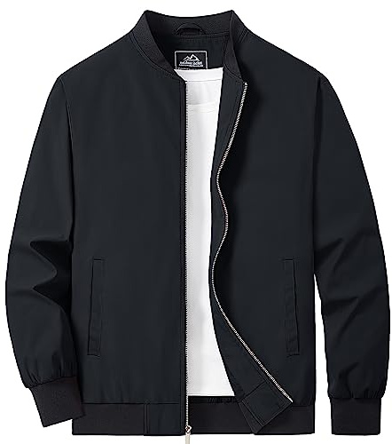 MAGCOMSEN Giacca leggera da uomo per il tempo libero, estiva, casual, con numerose tasche, Nero , XL