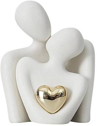 Figura di coppia che si baciano - Statua di coppia in ceramica, statuette di coppia per San - Scultura romantica astratta in ceramica, statuette d'amore fatte alla