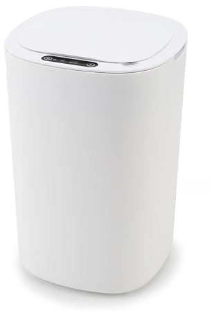 Pattumiera Automatica Ruspela Pattumiera Bagno con Coperchio Smart Touchless 12 L con Sensore Intelligente, Impermeabile, per Cucina, Bagno, Ufficio Bianco