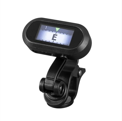 Cascha Chroma Clip Tuner med färgskärm – exakt stämapparat för gitarr, bas, ukulele och violin – 360° vridbar skärm, enkel användning, perfekt för nybörjare och proffs