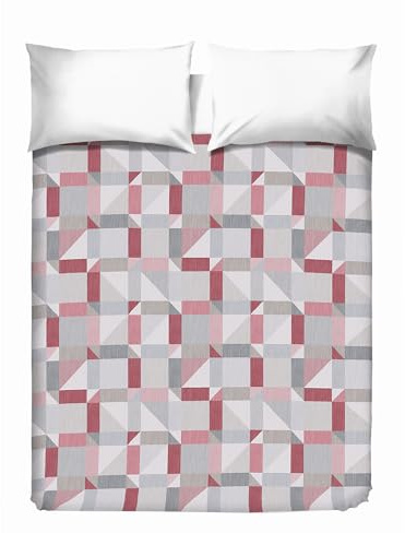 PENSIERI DELICATI Copriletto per letto matrimoniale 260 x 280 cm, tessuto singolo 100% cotone Pique, ideale come tessuto decorativo, coperta per proteggere il letto a 2 posti, fantasia Atene Rosso