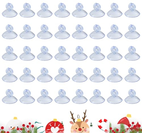 40 Stück Saugnapf für Lichterkette Lichterketten Saugnäpfe mit Kabel-Schlitz Ø25mm Saugnapfhalter Transparent Saugnäpf für Fenster Saugnäpfe Fenster Deko für Weihnachten Ostern Herbst Silvester