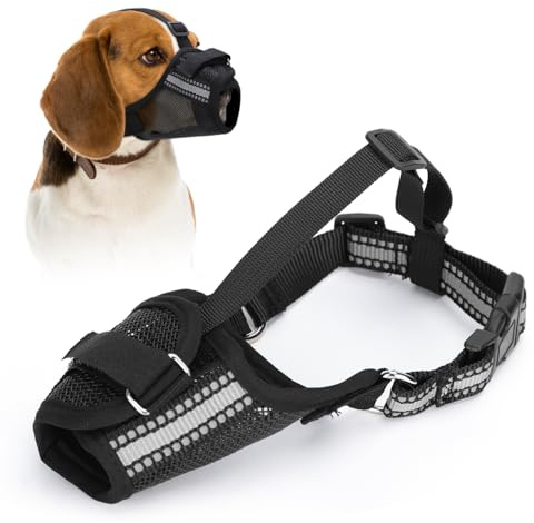 Nobleza - Bozal para Perros, Bozal de Malla Suave para Perros Medianos, Bozal Perro Ajustable, Transpirable y Cómodo, Utiliza para Evitar Que los Perros Muerdan y Ladren (M)