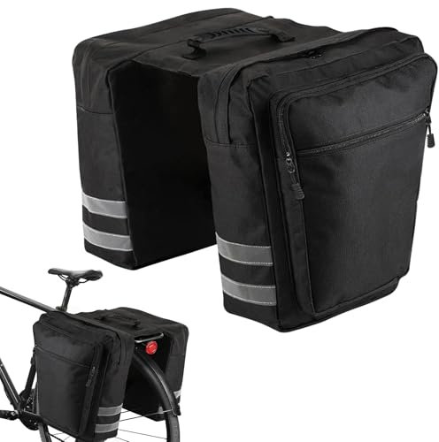WPPQWP Fahrradtasche für Gepäckträger, Doppeltasche Fahrradtasche Gepäckträger, wasserdichte Gepäckträgertasche für E-Bike - Schwarz