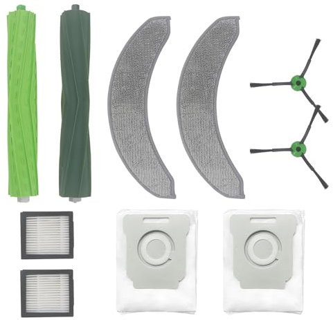 DingGreat Accessoires pour robot aspirateur iRobot, pièces de rechange pour iRobot Roomba Combo 10 Max, Combo j7, Combo j7+, Combo j9+, double brosse à rouleau en caoutchouc, 2 brosses latérales, 2