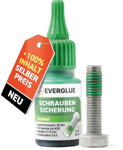 Everglue Schraubensicherung anaerob hochfest schwer demontierbar bis M20-Gewinde 22g Dosierflasche