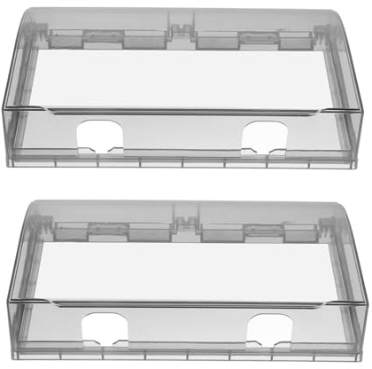 SOIMISS 2 Pcs Baby Plug Socket Covers UK, Childproof Electrical Outlet & Plug Cover Box with Acrylic Paste Type Double Slots, Bathroom Waterproof Splashes Outlet Cover for Kitchen Home Baby Pet Safety