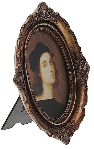 Homoyoyo Retro Oval Photo Frame Light Brown Decorative Picture Holder for Home and Office Premium Resin Unique Nordic Style Background Wall Decor