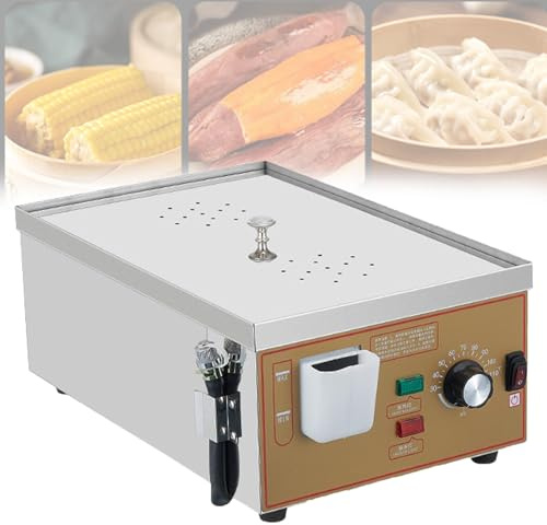 Vaporera Eléctrica con Alarma de Quemado en Seco,Vaporera Eléctrica Comercial Dim Sum,Sistema Independiente de Suministro de Agua,para Recetas de Cocina en Casa 2Holes