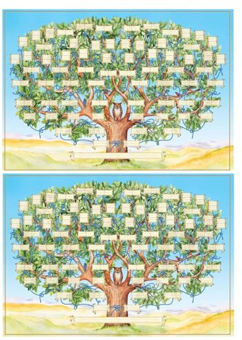Ausfüllbare Ahnentafel Diagramm Stammbaum, 2 Stück Stammbaum Vorlage Zum Ausfüllen, Wanddeko Stammbaums Leinwand, 6 Generationen Genealogie-Ahnentafel Poster Wanddekoration für Zuhause