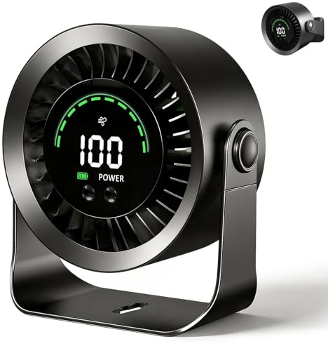 Ventilatore da Tavolo Silenzioso, Ventilatore Scrivania Utilizzabile Durante la Ricarica, Regolazione Continua 1-100 con Display LED, Batteria 4000mAh, Autonomia 17 Ore per Ufficio e Smart Working