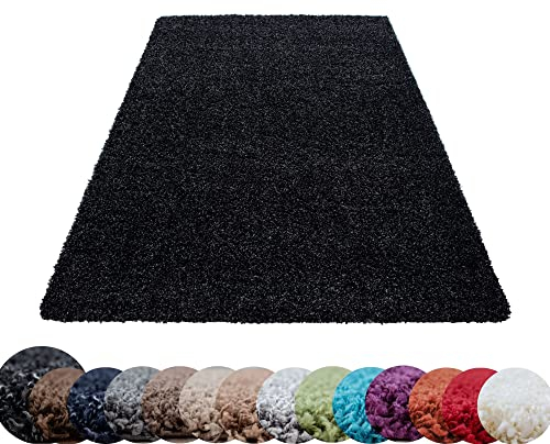 HomebyHome Shaggy Teppich Wohnzimmer 160 x 230 cm - Shaggy Teppich Hochflor Anthrazit Extra Weich und Flauschig - Waschbarer Langflor Teppiche für Schlafzimmer, Küche, Flur - Carpet, Halı, Kilim