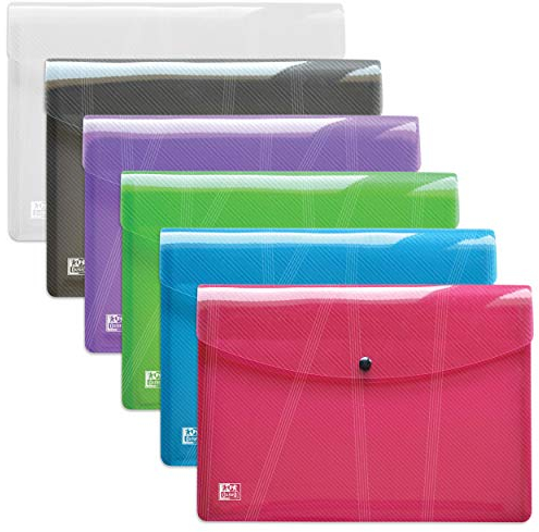 Oxford hawai Brieftaschen A4, aus Kunststoff, transparent, 6 Farben, 10er Pack