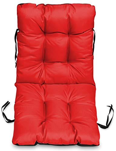 SuperKissen24. Coussin Dossier pour Chaise Longue, Siège, Banc de Jardin, Canapé - 96x48 cm - Bain de Soleil - Intérieur/Extérieur – imperméable - Rouge