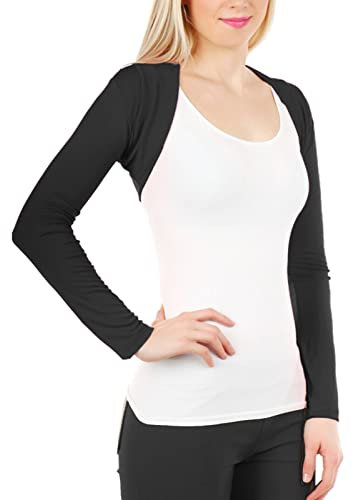 Toocool Damen-Schulter-Oberteil mit Langen Ärmeln, One Size, CC-816 Schwarz