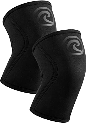 Rehband Kniebandage für Kraftsport & Fitness - Kniebandage 7mm Neopren, flexibel & rutschfest, Knee Sleeve für Männer & Damen, Farbe:Carbon/Schwarz - 1 Paar, Größe:XL